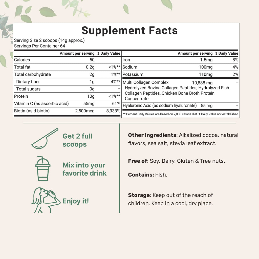 Micro Ingredients Hydrolyzed Multi Collagen Peptides Powder with Hyaluronic Acid, Biotin, and Vitamin C - Unflavored (Types I, II, III, V, X)